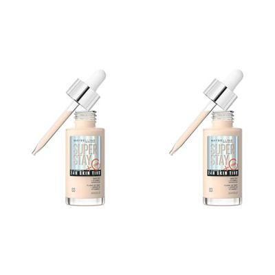Maybelline Super Stay Skin Tint Foundation, With Vitamin C*, Foundation and Skincare, Long-Lasting up to 24H, Vegan Formula, Shade 3 (Pack of 2)