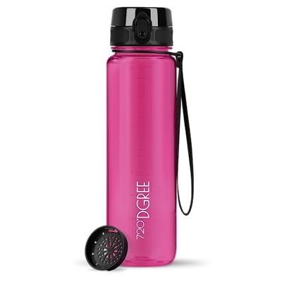 720°DGREE Water Bottle 1l "uberBottle" +Fruit-Sieve, crystalClear - Waterfles BPA-Free, Lekvrij, Herbruikbaar - Lichte Drinkfles, Sportfles voor Sport, Fitness, Gym, Camping, Hiking, Outdoor, Travel