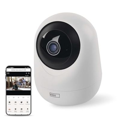 EMOS GoSmart - Telecamera di sorveglianza per interni, 4 MP con doppio WiFi e app, Smart Home IP con risoluzione 2560 x 1440 per interni, con rilevamento del movimento e tracciamento, visione notturna