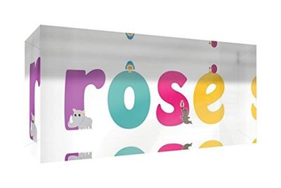 Little Helper recuerdo decorativo de acrílico transparente pulido como diamante estilo illustratif pintado con el nombre de joven rosa 5 x 21 x 2 cm gran