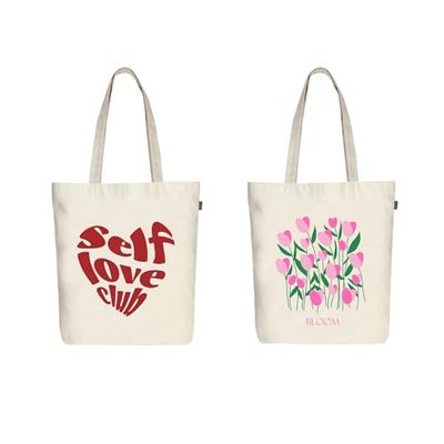 Ecoright Tote Bag De Algodón, Bolso Mujer Ecológica, Bolsa Tela Cremallera Para El Playa, Viajes, Compras, Uso Diario