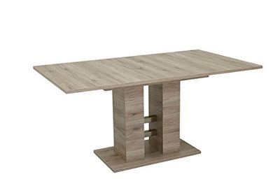 Apollo Helena Mesa de pedestal, material composto de madeira revestida de melamina, decoração de carvalho San Remo, expansível com extração sincronizada 140 - 220 x 90 cm