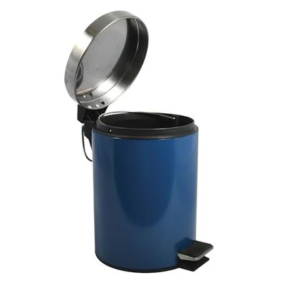 MSV - Cestino per cosmetici da bagno - Acciaio inossidabile con secchio interno rimovibile - Elegante cestino a pedale - Compatto e pratico - Blu - 3L