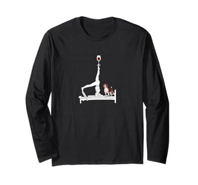 Pilates Beagle cane Reformer Pilates amante del vino Maglia a Manica