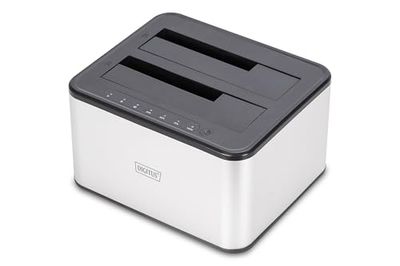 DIGITUS DA-71540-2 – Station d'accueil SATA duale – USB 3.0 – pour SSD et disques durs 2,5"/3,5" – SATA 3 – avec Fonction de clonage – Plug & Play – Gris