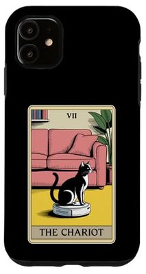 The Chariot Tarot Card Cat Robot Vacuum Cleaner Cat Case for iPhone 11