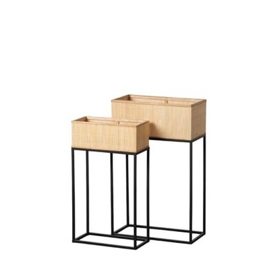 BigBuy Garden Set de Maceteros Negro Natural Hierro 50 x 25 x 80 cm (2 Unidades)