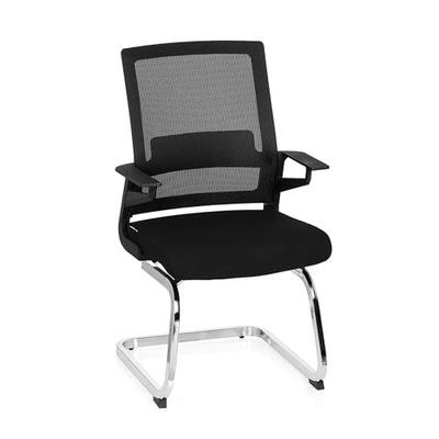 hjh OFFICE 732060 bezoekersstoel Inventor V stof/netrug zwarte stoel cantilever met lendensteun