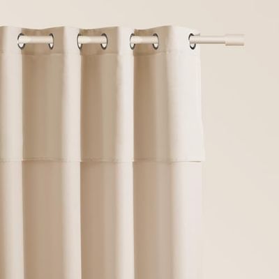 ROOM99 Curtain with Silver Eyelets Mia 140 x 250 cm Width x Height Sliding Curtains Modern Curtain Living Room Bedroom Cream 1 Piece