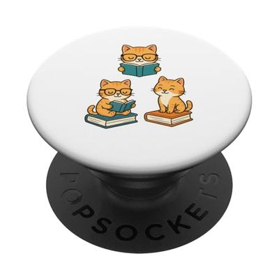 Cats Reading - Book Lover Reading Bookworm Reader PopSockets Adhesive PopGrip