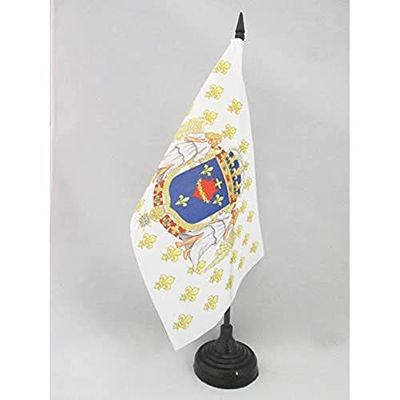 BANDERA de MESA del REINO DE FRANCIA ANGEL CORAZÓN SAGRADO 21x14cm - BANDERINA de DESPACHO ROYALISTA - JESUS 14 x 21 cm - AZ FLAG