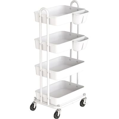 Simple Houseware Carro rodante utilitario de 4 Niveles, Resistente, Blanco