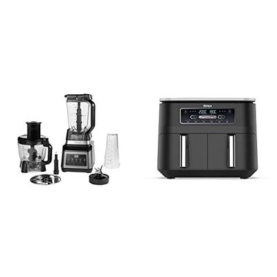 Ninja Robot Da Cucina 3-In-1 Con Auto-Iq, 1200 W, Ciotola Da 1.8 L, Caraffa Da 2.1 L, Bicchiere Da 0.7 L, 2.1 Litri, Nero Argento & Foodi [AF300EU] Friggitrice ad Aria a Doppia Zona