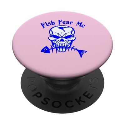 Disfraz de calavera de Fish Fear Me para amantes de la pesca PopSockets PopGrip Adhesivo