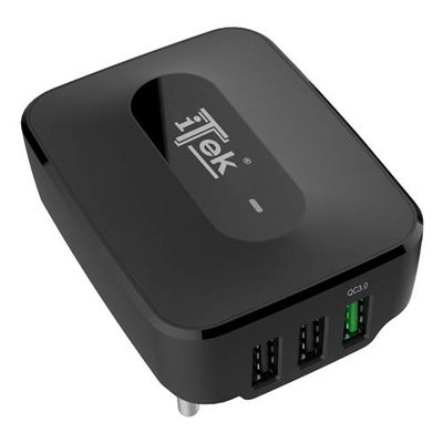ITEK Cargador de Pared de 25 W, 7.8 A (2 x 2.4 A, 1 x 3 A) con 3 Puertos: 2 x USB Smart, 1 x QC3.0, Smart IC.