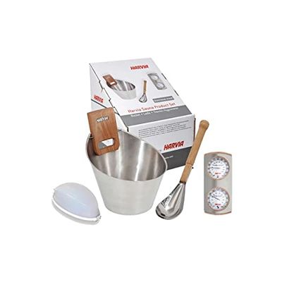 FRANCE SAUNA - SN -steamPK - Accessoires Pack voor traditionele verlichting sauna + emmer & pollepel + hygro/thermometer