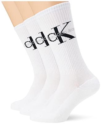 Calvin Klein Crew Sock, Blanco (White), Talla única (Pack de 3) para Hombre