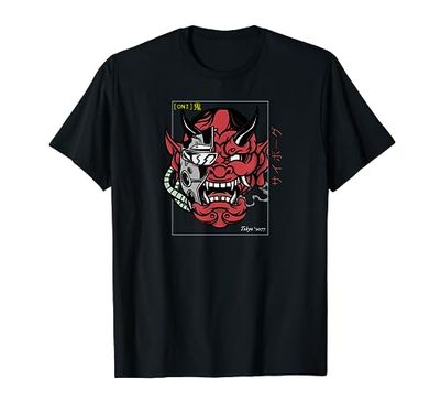 Retro Oni Streetwear Hannya Japanese Demon Cyber Kanji Maglietta