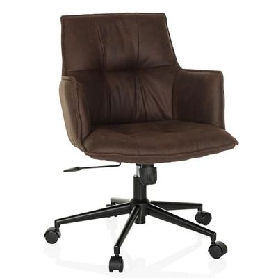 hjh LIVING Homeoffice Chaise rembourrée SOLAO Life Chaise de Bureau Chaise pivotante réglable en Hauteur, revêtement Tissu Brun foncé