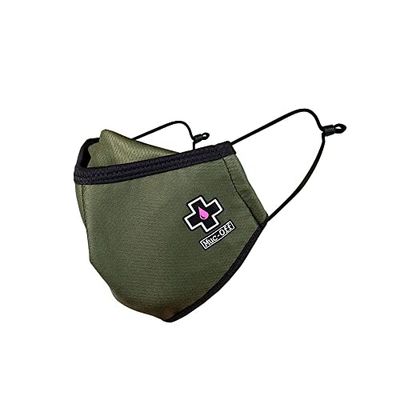 Muc-Off Khaki Face Mask, Large - Reusable Face Mask with Filter, Washable Face Covering - Adjustable Cotton Mask for Men and Women