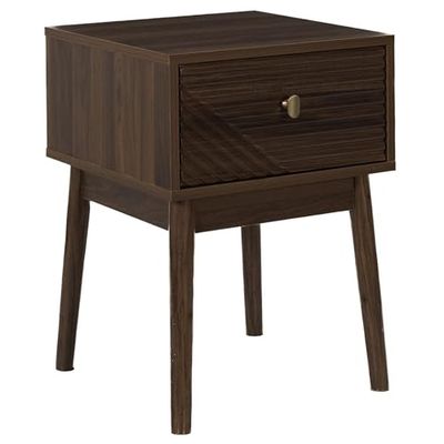 HOME DECO FACTORY, HD0559, Mesita de Noche Tiffany, Elegante en Madera marrón, con amplios cajones para un Almacenamiento práctico, Ideal para Dormitorio o salón, Dimensiones 40x55x40 cm, marrón