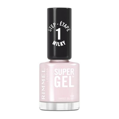 Rimmel Super Gel, 108 Sweet Bliss, Long-Lasting Nail Polish, Milky Finish, Easy Application, Gel-like Manicure, Chip Resistant, Clean Formula, 12ml