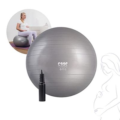 reer Mama Pelota de gimnasia para embarazadas, versión 2025, material mejorado y extra duradero, con instrucciones de ejercicio y bomba