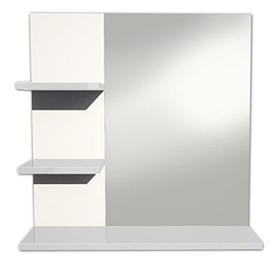 Berlioz Creations Mueble de baño con Espejo, Color Blanco Brillante, 60 x 16 x 60 cm