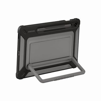 Samsung Outdoor Cover Custodia con Protezione e Cavalletto posizionabile per Galaxy Tab S9 FE, Black