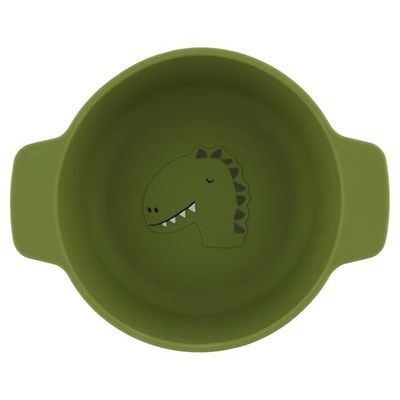 Trixie Silicone Bowl Mr. Dino - Baby Feeding Bowl - Soft, Durable, and Easy to Clean - Perfect for Baby-Led Weaning & Toddlers - Green