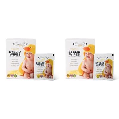 The Eye Doctor Sensitive Baby Eyelid Wipes - 20x Safe Sterile Eye Wipes for Gentle Daily Baby Care - Preservative, Detergent & Fragrance Free - Individually Wrapped (Pack of 2)