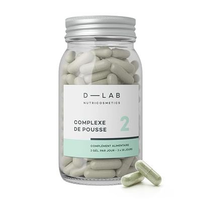 D-LAB Complexe de Pousse Cheveux | 3 Mois de Complément Alimentaire | Stimule la Pousse Très Rapide, Répare la Fibre et Nourrit Intensément le Cheveu pour un Renforcement Capillaire Optimal