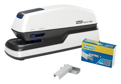 Rapid Optima GripE Cucitrice Elettrica Contactless Automatica a Batterie o con Alimentatore, Cuce Fino a 20 Fogli, Include 1000 Punti Metallici, Bianco, 2102349