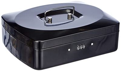 Caja de caudales con portamonedas tam. 3 negro con Cierre de código numérico 25x19x9 cm