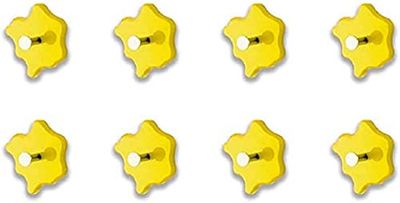 HAKU Möbel Juego de 8 botones de armario, MDF, amarillo-cromado, diámetro 11 x D 5 cm