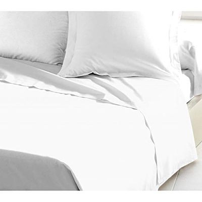 Home Passion Lençol de 57 fios, algodão, branco, individual, 180 x 290 x 0,1 cm
