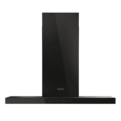 Haier I-Feel HATS9CBS6BVOC- Campana Extractora de Pared 90cm, WIFI, Potencia 720 m3/h, Motor 250W, 4 Velocidades, 68 db, Filtros carbón, 3 Filtros Antigrasa, Luz LED, Cristal Negro
