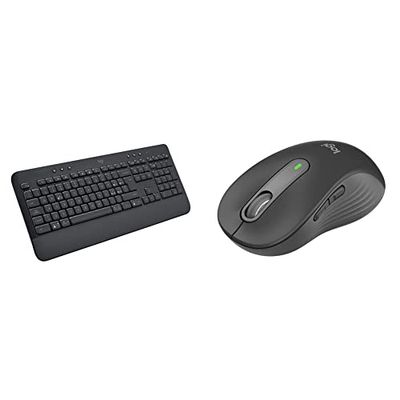 Logitech Signature K650, Tastiera Poggiapolsi Wireless Full-size con Bluetooth BLE o Ricevitore USB Logi Bolt - Grigio & Signature M650 L Mouse Wireless Full Size, Per Mani Grandi, Clic Silenziosi