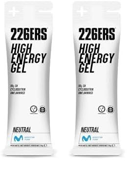 226ERS - High Energy Gel, Gel Energético para Deportistas, Ciclodextrina, Hidratos de Carbono y Aromas Naturales, Uso de Glucosa y Digestión, sin Gluten, Vegano, Sabor Neutral, 1 x 50 g (Paquete de 2)