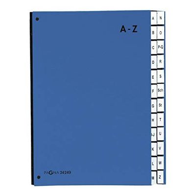 Pagna 24249-02 - Carpeta clasificadora (cartón, 24 separadores, letras A-Z, 3 agujeros), color azul