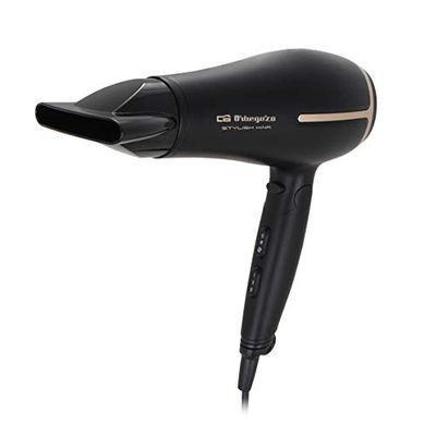Orbegozo SE 2074 Sèche-cheveux pliable 2000 W Puissance 2 niveaux de vitesse 3 réglages de température Souffles d'air froid pour maintenir les cheveux en place avec concentrateur et diffuseur