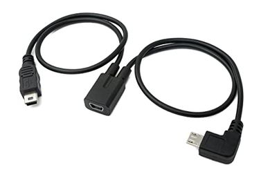SYSTEM-S USB 3.1 kabel 30 cm Mini B bus naar stekker & Micro B stekker hoek zwart
