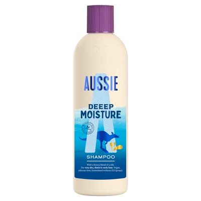 Aussie Deeep Moisture Vegan Ultra-Rich Shampoo - For Very Dry, Thick and Curly Hair - with Avocado Oil, Jojoba Oil and Macadamia Nut Oil, 300ml