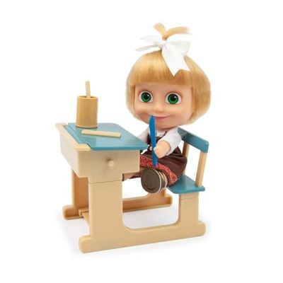 MASHA & THE BEAR - Playset Classe et poupée Masha Haute 12 cm, Classe Scolaire avec Tableau Magique et Accessoires, poupée de la série Masha et Ours, pour Enfants à partir de 3 Ans