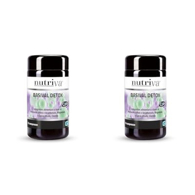 Nutriva Basival Detox, integratore alimentare a base di Sali minerali e Clorella. 60 compresse. Detox, azione depurativa e antiossidante. Vegano (Confezione da 2)