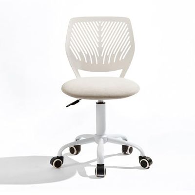 FurnitureR Bureaustoel voor jongeren, taakstoel zonder armleuningen, in hoogte verstelbaar, elegante studeerstoel voor thuis en kantoor, beige Morandi