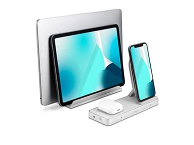 Kensington StudioCaddy met Qi Draadloos Opladen voor Apple Apparaten, Draadloze Oplader voor Smartphone/iPad/MacBook/Watch en MacBook Standaard (K59090WW)