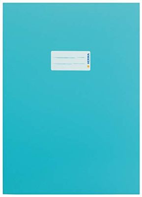 HERMA 19755 Cardboard Notebook Covers DIN A4, Book Covers with Labelling Field Made of Sturdy and Extra Strong Paper, Set of 10 Exercise Book Protectors for School Notebooks, Turquoise