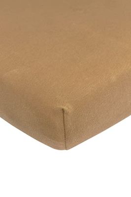 Meyco Baby Uni hoeslaken voor het kinderbed (laken van zachte jersey-kwaliteit, 100% katoen, perfecte pasvorm door elastiek rondom, ademend, afmetingen: 60 x 120 cm), toffee