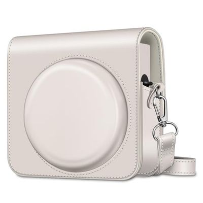 Fintie Custodia per Fujifilm Instax Fotocamera Istantanea SQ40 / SQ1 - Protettiva Case Borsa in Similpelle con Tracolla Regolabile, Bianco